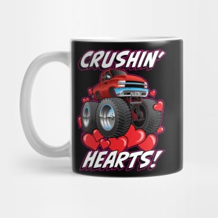 Crushin' Hearts Monster Truck Funny Valentines Day Mug